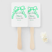 緑の落書きベビーシャワーを追加の名前の日付モダー ハンドファン (正面&裏面)