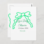 緑の落書きベビーシャワーを追加の名前の日付モダー ポストカード (正面/裏面)