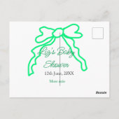 緑の落書きベビーシャワーを追加の名前の日付モダー ポストカード (裏面)