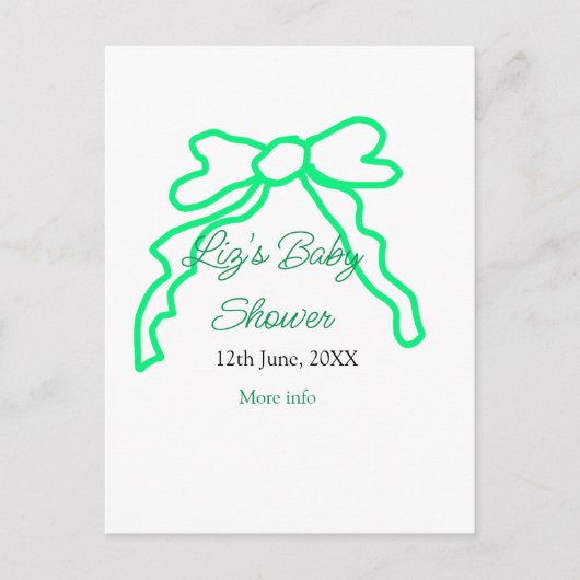 緑の落書きベビーシャワーを追加の名前の日付モダー ポストカード (正面)
