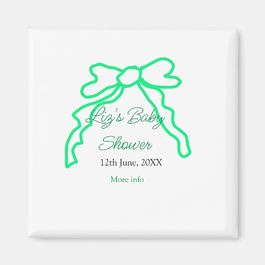 緑の落書きベビーシャワーを追加の名前の日付モダー マグネット (正面)