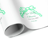 緑の落書きベビーシャワーを追加の名前の日付モダー ラッピングペーパー (ロールコーナー)