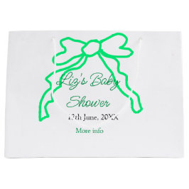 緑の落書きベビーシャワーを追加の名前の日付モダー ラージペーパーバッグ