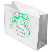 緑の落書きベビーシャワーを追加の名前の日付モダー ラージペーパーバッグ (裏面アングル)