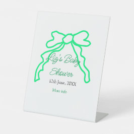 緑の落書きベビーシャワーを追加の名前の日付モダー 台座サイン