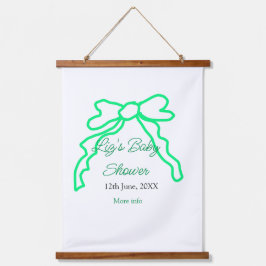 緑の落書きベビーシャワーを追加の名前の日付モダー 吊り下げ型タペストリー