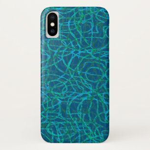 緑の落書き線のパターン iPhone X ケース