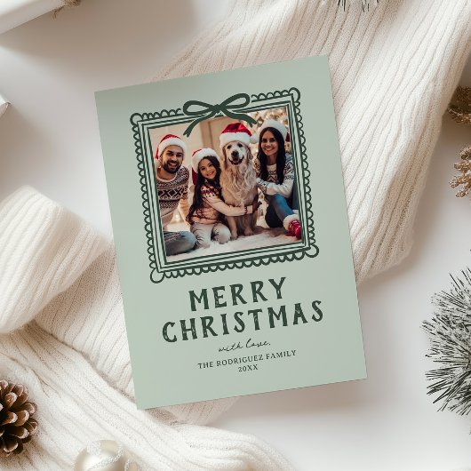 緑の落書き　フォトフレーム　クリスマス シーズンカード