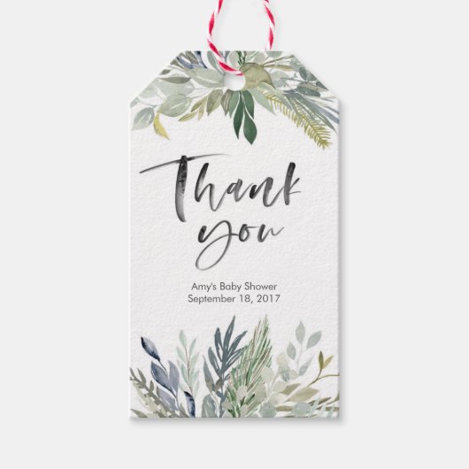 緑の葉ありがとうラベル |メッセージカード ギフトタグ (正面)