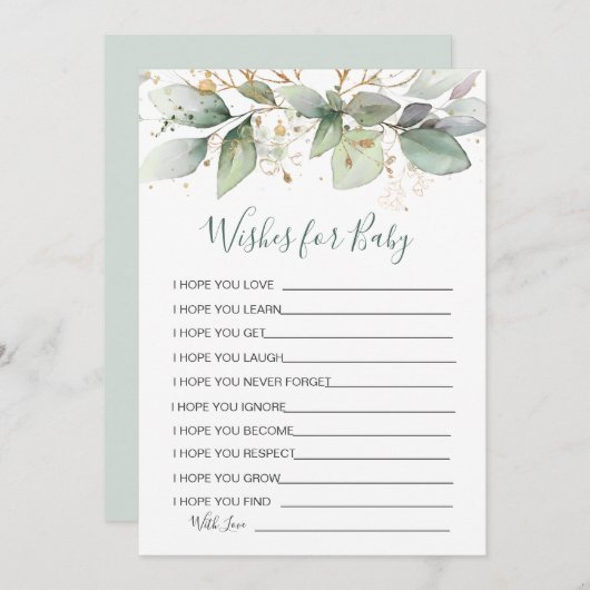 緑の葉がベビーシャワーの試合を願う 招待状 (正面/裏面)