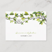 緑の葉が結んだ愛の木結婚夏 プレイスカード (裏面)