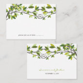 緑の葉が結んだ愛の木結婚夏 プレイスカード (正面/裏面)