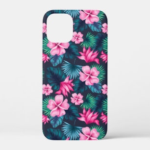 緑の葉とピンクの花の模様-79066 iPhone 12 MINI ケース