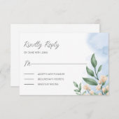 緑の葉とベージュの花 エンクロージャーカード (正面/裏面)