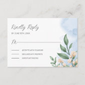 緑の葉とベージュの花 エンクロージャーカード (正面)