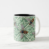 緑の葉とミツバチのマグカップ ツートーンマグカップ (正面右)