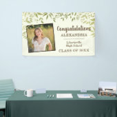 緑の葉と写真の卒業へようこそ 横断幕 (トレードショー)