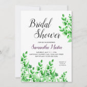 緑の葉と梅 | 書道ブライダルシャワー 招待状 (正面)