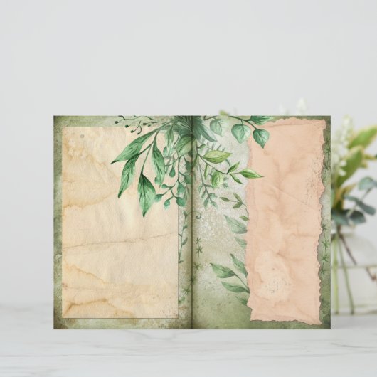 緑の葉と羊皮紙のジャーナルページ (スタンド正面)
