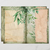 緑の葉と羊皮紙のジャーナルページ (正面/裏面)