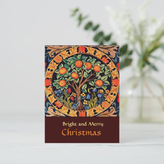 緑の葉と花のあるオレンジの木 ポストカード (スタンド正面)