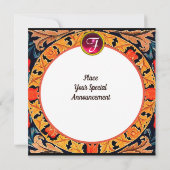 緑の葉と花のあるオレンジの木 招待状 (裏面)