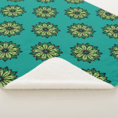 緑の葉と花のシームレスなパターン背景。 シェルパブランケット (3/4)