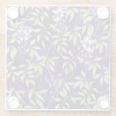 緑の葉と藤の花の花柄 ガラスコースター (裏面)