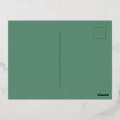 緑の葉と金ゴールドの結婚式の招待 箔招待状ポストカード (裏面)