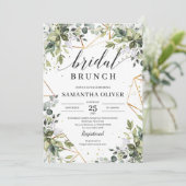 緑の葉と金ゴールドフレームbohoブライダルブランチ 招待状 (スタンド正面)