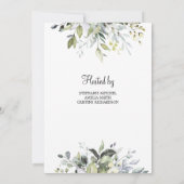 緑の葉と金ゴールド幾何学的ボホベビー 招待状 (裏面)