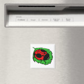 緑の葉に浮かぶニワトリの花 マグネット (インサイチュ (食洗機))