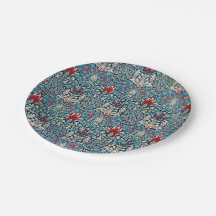 緑の葉に花柄の青い背景