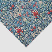 緑の葉に花柄の青い背景 薄葉紙 (詳細)