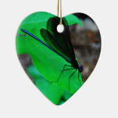 緑の葉に青いトンボ。 セラミックオーナメント (右)