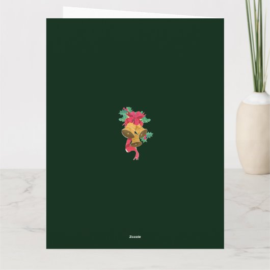 緑の葉のアーチ写真の季節は陽気なクリスマス カード (裏面)