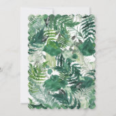 緑の葉のエレガント植物体の洗礼 招待状 (裏面)