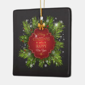 緑の葉のオーナメントのクリスマス|のオーナメント セラミックオーナメント (左)