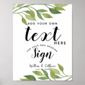 緑の葉のカスタムウェディングパーティー標識 ポスター (正面)