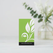 緑の葉のサロンのスパの名刺 名刺 (スタンド正面)