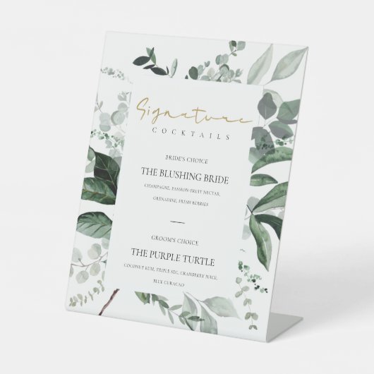 緑の葉のシグネチャードリンクカクテル 台座サイン (正面)