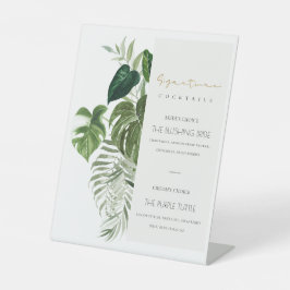 緑の葉のシグネチャードリンクカクテル 台座サイン
