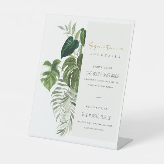緑の葉のシグネチャードリンクカクテル 台座サイン (正面)
