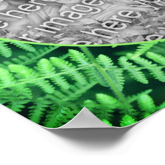 緑の葉のシダのフレーム独自の写真を作成 ポスター (角)