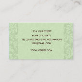 緑の葉のダマスクの名刺 名刺 (裏面)