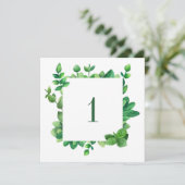 緑の葉のテーブル番号。グリーンウェディング 招待状 (スタンド正面)