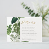 緑の葉のパーム熱帯葉結婚の詳細 エンクロージャーカード (スタンド正面)