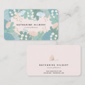 緑の葉のフローラピンクの名刺 名刺 (正面/裏面)