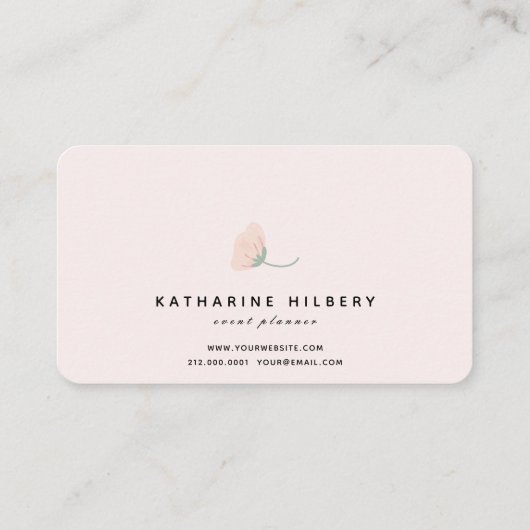 緑の葉のフローラピンクの名刺 名刺 (裏面)