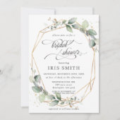 緑の葉のブライダルシャワー幾何学的 招待状 (正面)